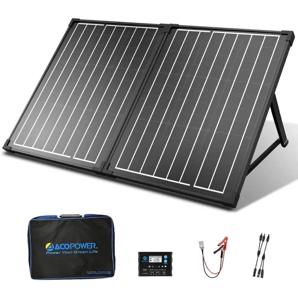 100 Watt 12 -voltový prenosný solárny panel s vodotesným nabíjačkou 20A nabíjačku Solar Panel Monocrystalline na kemping