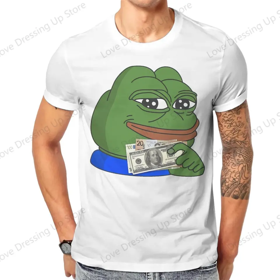 100%čistá bavlnená neformálna muži Tričko Pepe Frog Animal Frog Rich Rich s tričkami s krátkym rukávom Street Street s krátkym rukávom TEE FUNNY TOPS