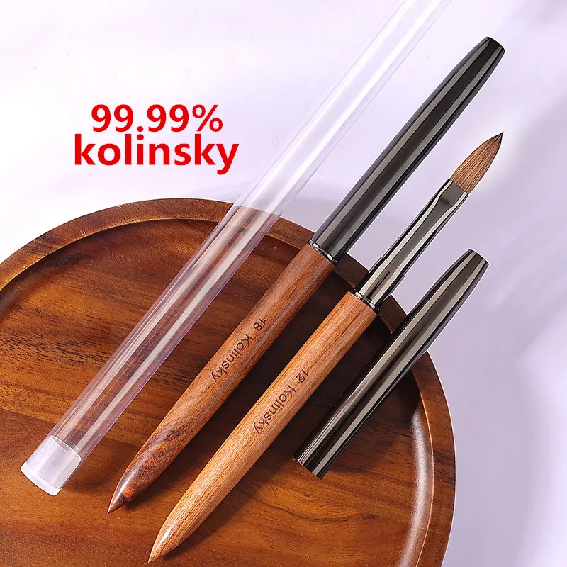 100% čistý kolinský vlasy akrylová kefka na nechty santalové drevo na nechty kefy pre akrylové aplikácie a profesionál akrylovej energie