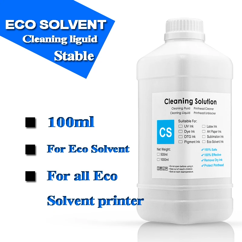 1000 ml ekologické čistiace prostriedky na čistenie atramentu rozpúšťadla pre EPSON L1800 DX5 DX7 TX800 XP600 pre MIMAKI JV3 JV33 JV34 CJV5 JV5 pre ROLAND