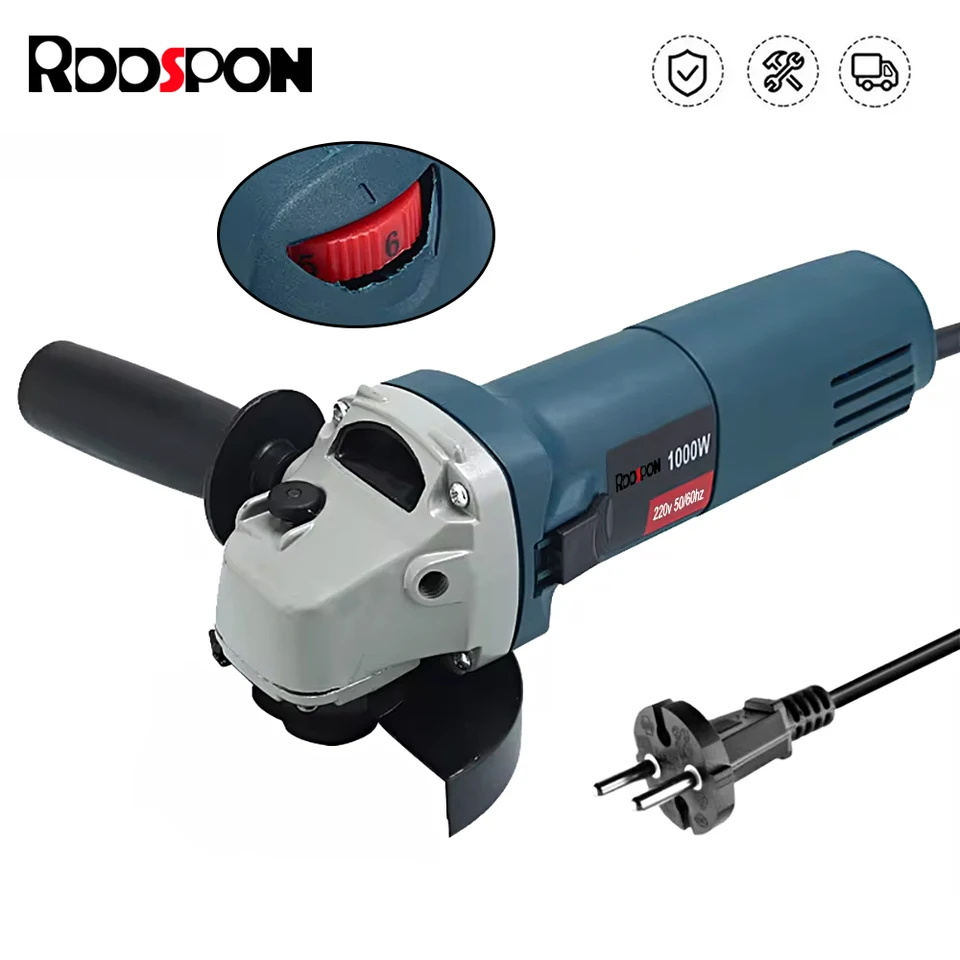 1000 W elektrický uhlový mlynček 220 V 100 mm 125 mm mletie kábla 6 s premenlivou rýchlosťou brúsenie strihanie leštiaceho napájacieho nástroja