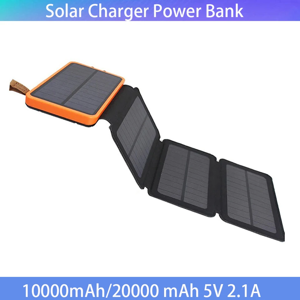 10000/20000 MAH Solar Charger Power Bank Solar Cell Prenosný solárny panel 5V Dual USB Power Bank pre telefónny poplatok kemping
