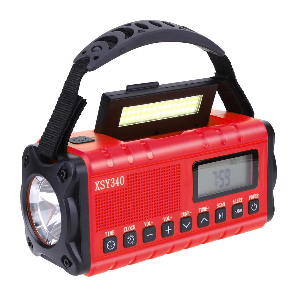 10000 mAh núdzové ručné kľukové rádio Digitálne zobrazenie Digitálneho displeju Núdzové počasie Rádio Readio Lamp SOS Multifunkčné pre vonkajšie kempingy