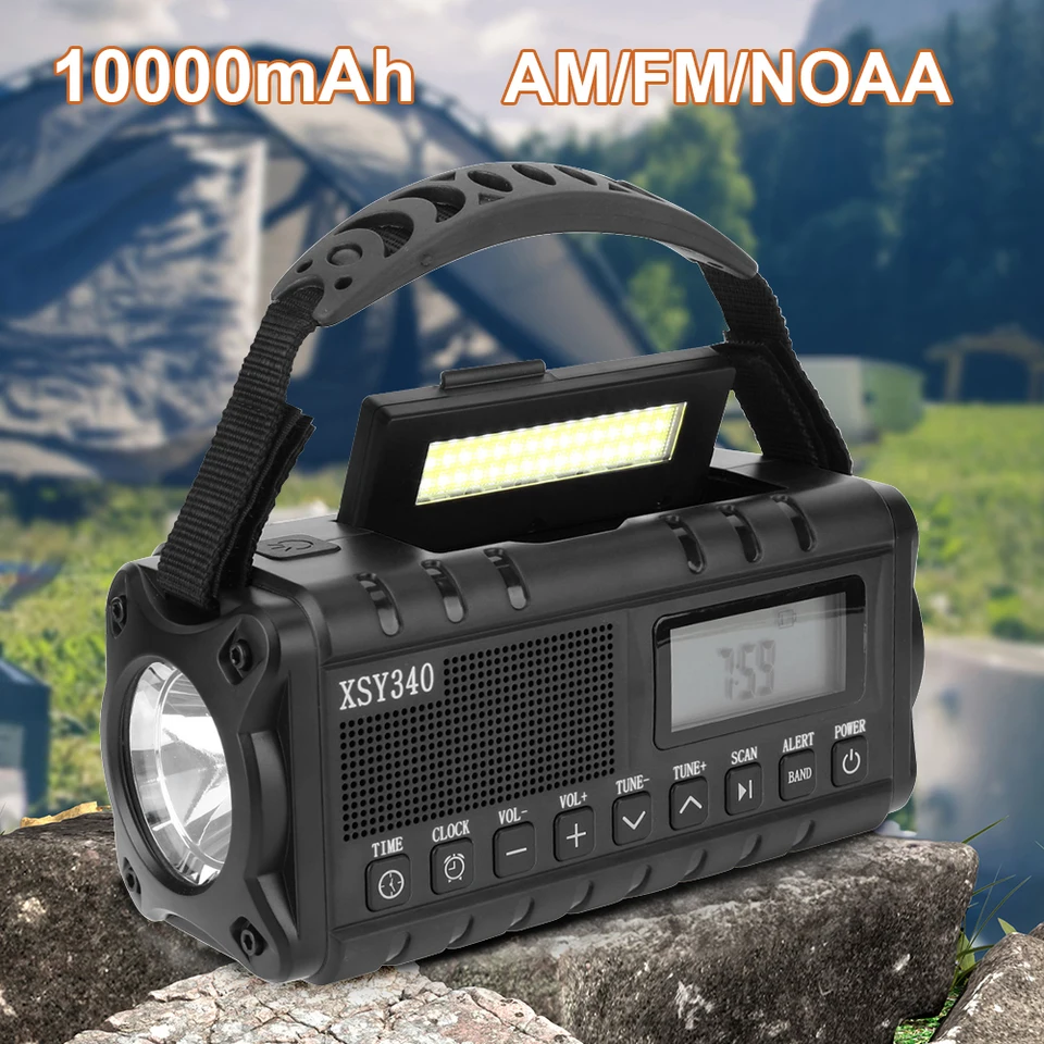10000 mAh núdzové ručné kľukové rádio Digitálne zobrazenie Digitálneho displeju Núdzové počasie Readio Rádio Lampka slúchadlá SOS pre vonkajšie prežitie