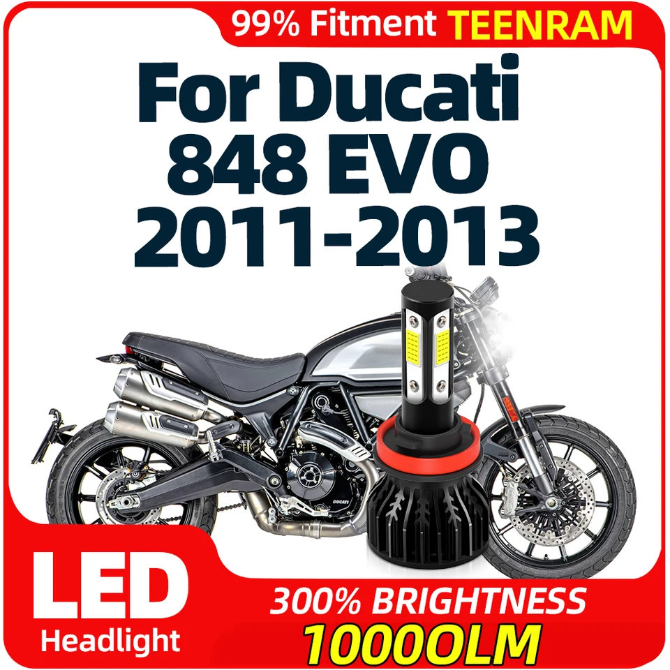 10000LM Motocyklová LED svetlomet žiarovky 60W Super Bright Moto Headlamp 6000K White 12v 24v pre Ducati 848 EVO 2011 2012 2013 2013