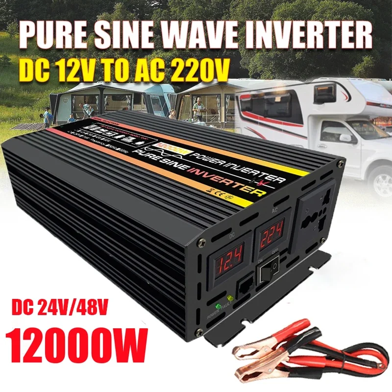 10000W 12000W Pure Sinine Wave Inverter DC12V 24V 48V až AC 220V Inverter Inverter Inverter pre slnečnú sústavu Domov Outdoor RV CAR