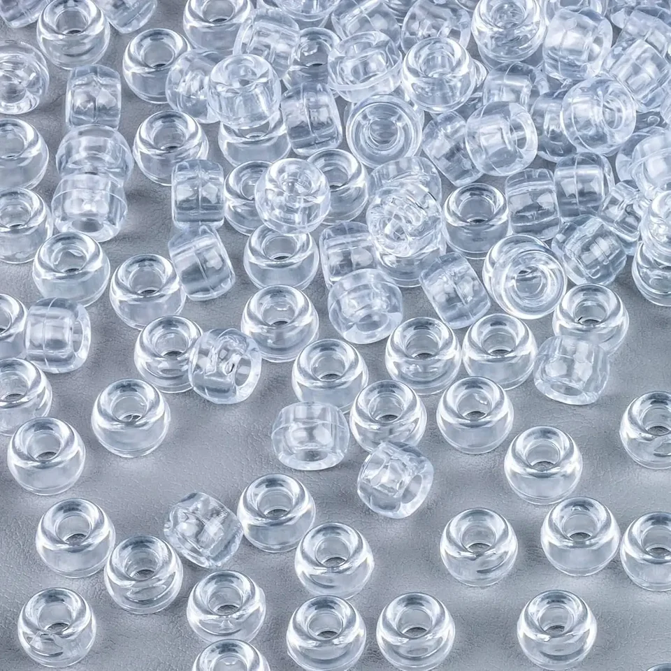 1000ks 6x9 mm Crystal Pony Plast plastových vlasových korálikov pre vrkočky