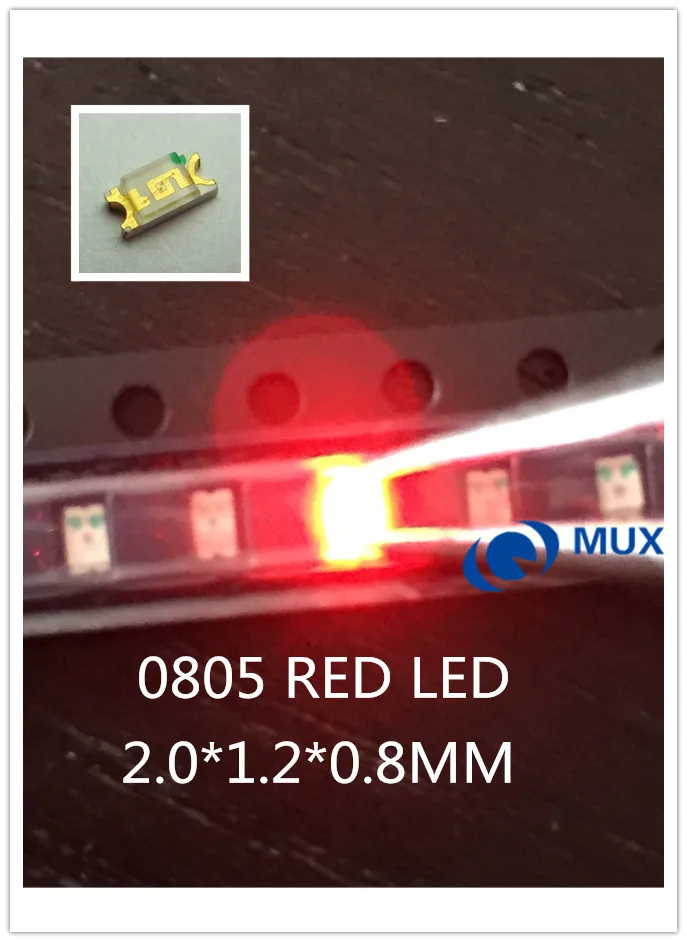 1000ks LED diódy SMD 0805 Červené diódy SMD LED 0805 SMD DIODE 2,0*1,2*0,8 mm 0805 SMD LED LED červené svetlo emitujúce DIODE 620-625NM