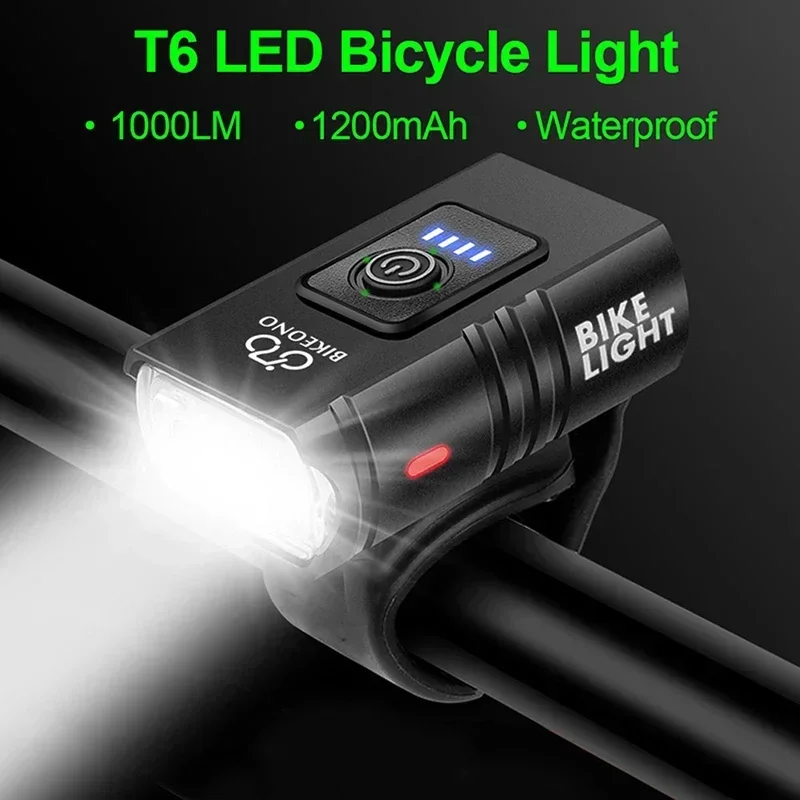 1000lm svetlo bicykel svetlomet T6 T6 baterka LED USB Nabíjateľná hliníková zliatina zliatiny Cyklovanie vysoké lúč s nízkym príslušenstvom