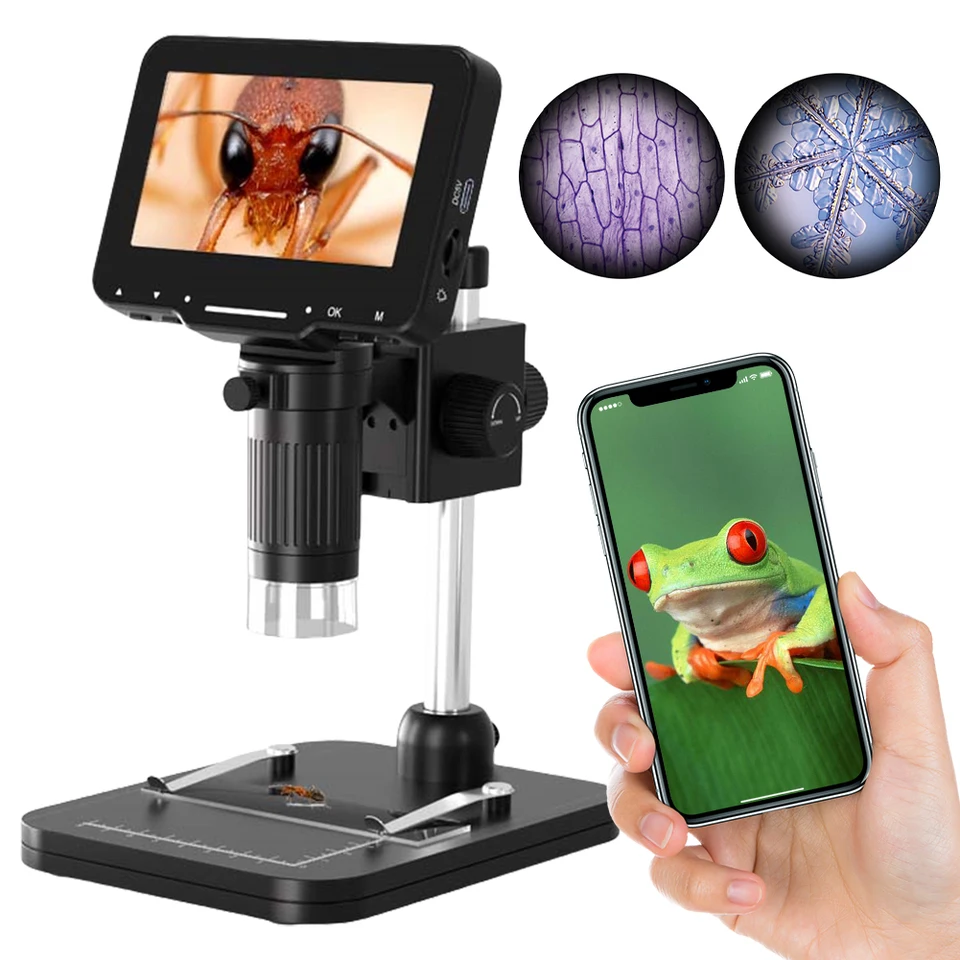 1000x digitálny mikroskop 4,3 palca digitálny zväčšovač obrazovky 1080p Spájkovacia mikroskop pre mince pre mince PCB Spájkovacia doska