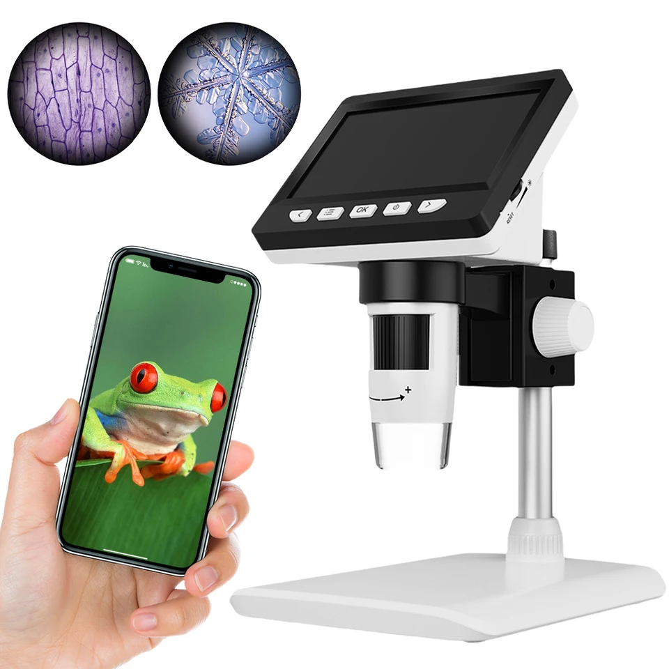 1000X USB Digitálny mikroskop Biologický mikroskop 2MP 1080p 4.3 palcov LCD Screen Soin Mochoskop na opravu elektroniky na opravu elektroniky