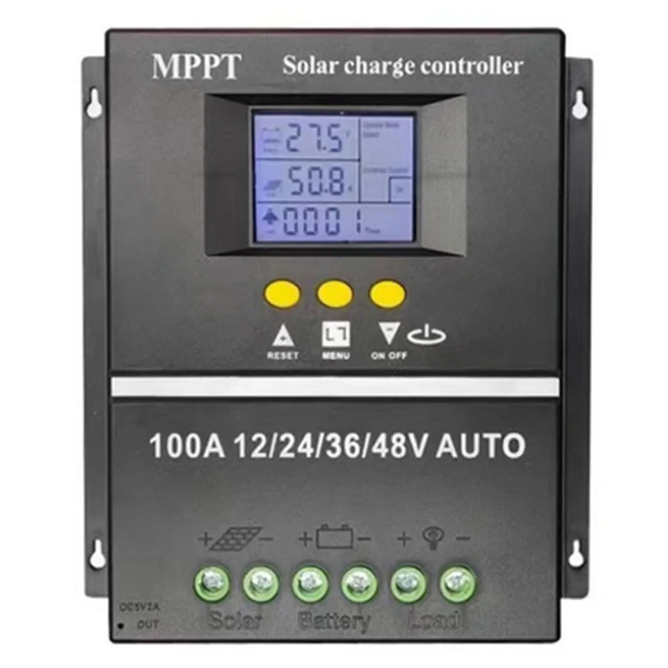 100A MPPT solárny ovládač Ovládač Solárna PV nabíjačka Dual USB Intelligent Regulator 12V 24V 36V 48V pre solárny panel