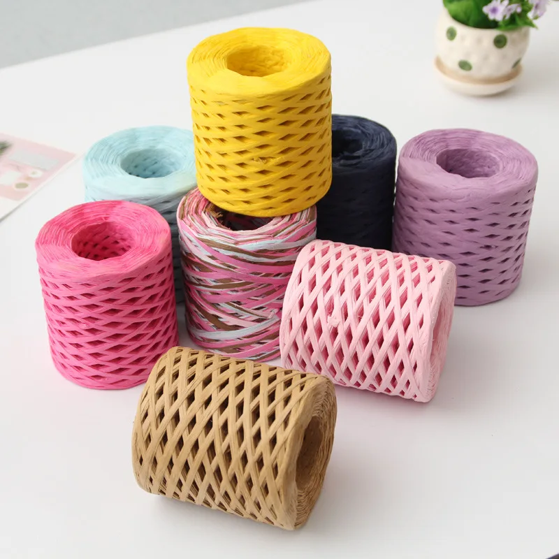 100g Raffia priadza Kintting Paper Slaw priadza pre háčkovanie klobúku Fancy priadza Balenie kvetu letný módny ručný materiál