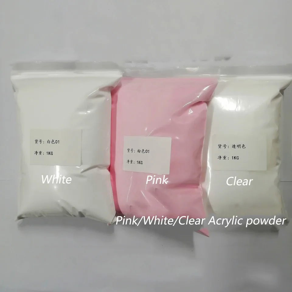 100G Solid Dip/Acryl Prášok biely číry ružový práškový nechtový prach 3 farby Chrome nechtový prášok práškového pigmentu pre nechty Art