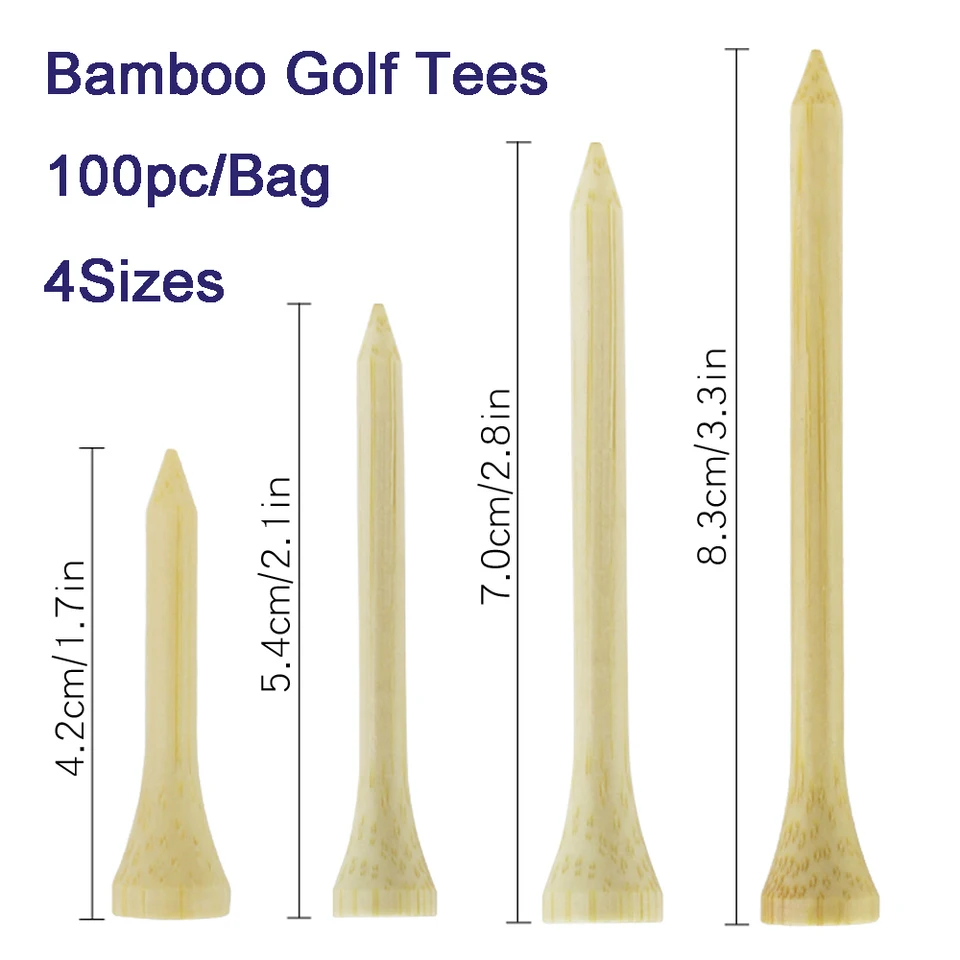 100k/taška bambusové golfové odpaliská 4 veľkosti pre žehličky Putter Putter Petter PEG 1,7in 2.1in 2,8 palca 3,3in pre golfovací darček pre golfové golfové loptičky 골프 TEE