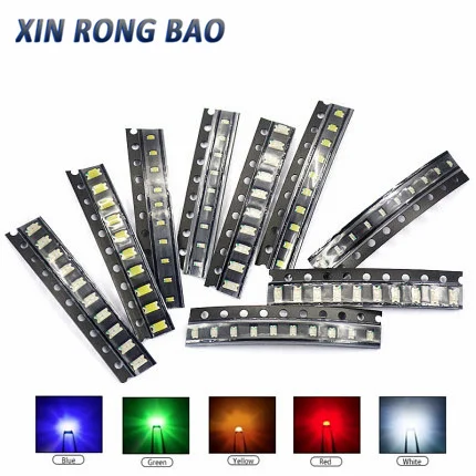 100ks 0402 0603 0805 1206 SMD LED LED červená žltá zelená biela modrá oranžová oranžová svetlo emitujúca Diódová voda Clear LED svetlo Dióda