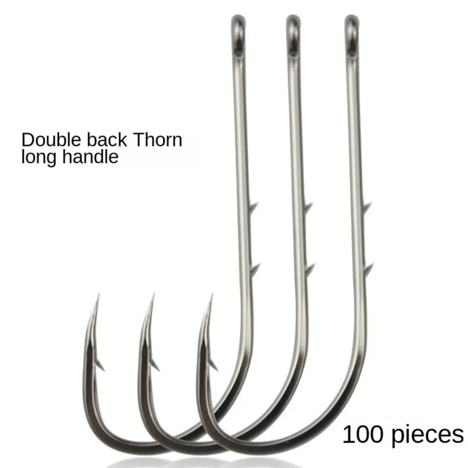 100ks 12#-6/0 Baitholder Fishhook Pesca High Carbon Steel Jig Big Barbed Hook zobák Single Circle Double Baitholder Barbs Carp