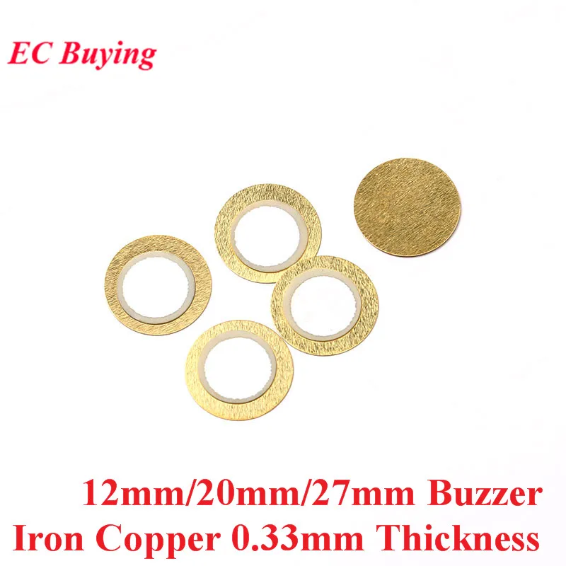 100ks 12 mm 20 mm 27 mm hrúbka 0,33 mm železný medený piezo disk pre reproduktor tlaku bzučiak DIY elektronické pre Arduino