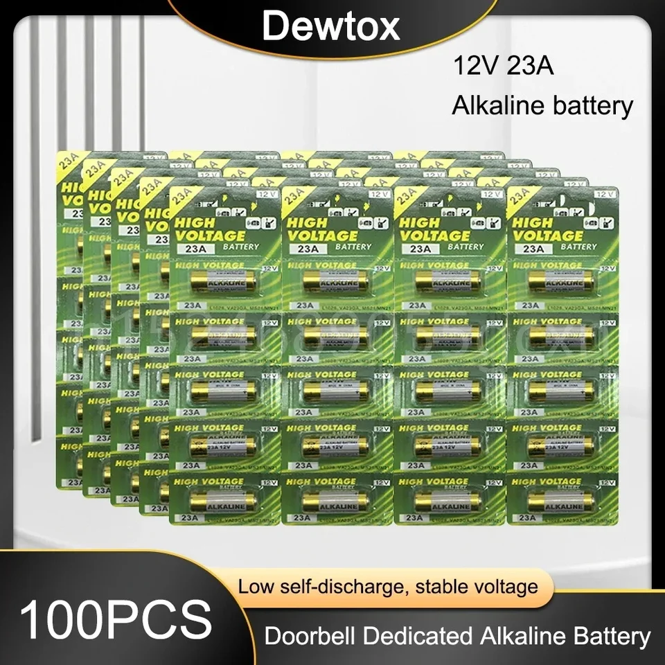 100ks 12 V alkalickú batériu A23 23a 23ga A23S E23A EL12 MN21 MS21 V23GA GP23A LRV08 pre diaľkovú hračku na diaľkové ovládacie dvere hračky suchého zvončeka