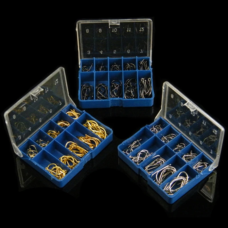 100ks #3- #12 Strieborné čierne zlaté sladké rybolovné háčiky uhlíkové oceľové kapre rybárske kalky Barbed Hooks Kit