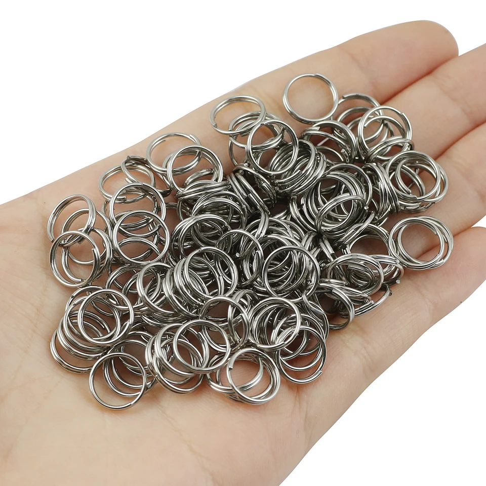 100ks 5-12 mm z nehrdzavejúcej ocele Otvorené dvojité skokové krúžky pre DIY Key Double Split Rings Konektory Prstene pre výrobu kľúča šperkov