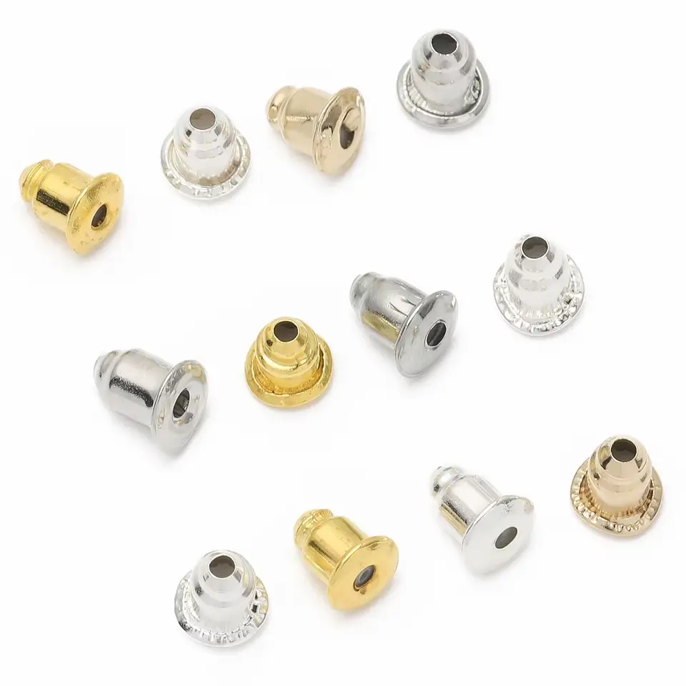 100ks 5,5 x 3,5 mm zlatý strieborný strieborný kovový náušnica zadná zástrčka blokované čiapky Sitchring Nastavenia základných ušných cvkov zadná zátka