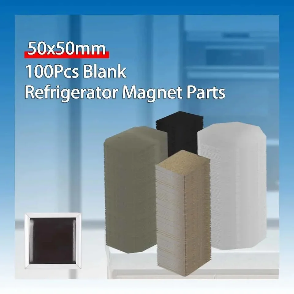 100ks 50 × 50 mm chladnička Mäkké magnetické spotrebné materiály slepá chladnička Magnetové diely Domáce dekorácie Square Prispôsobené fotografie