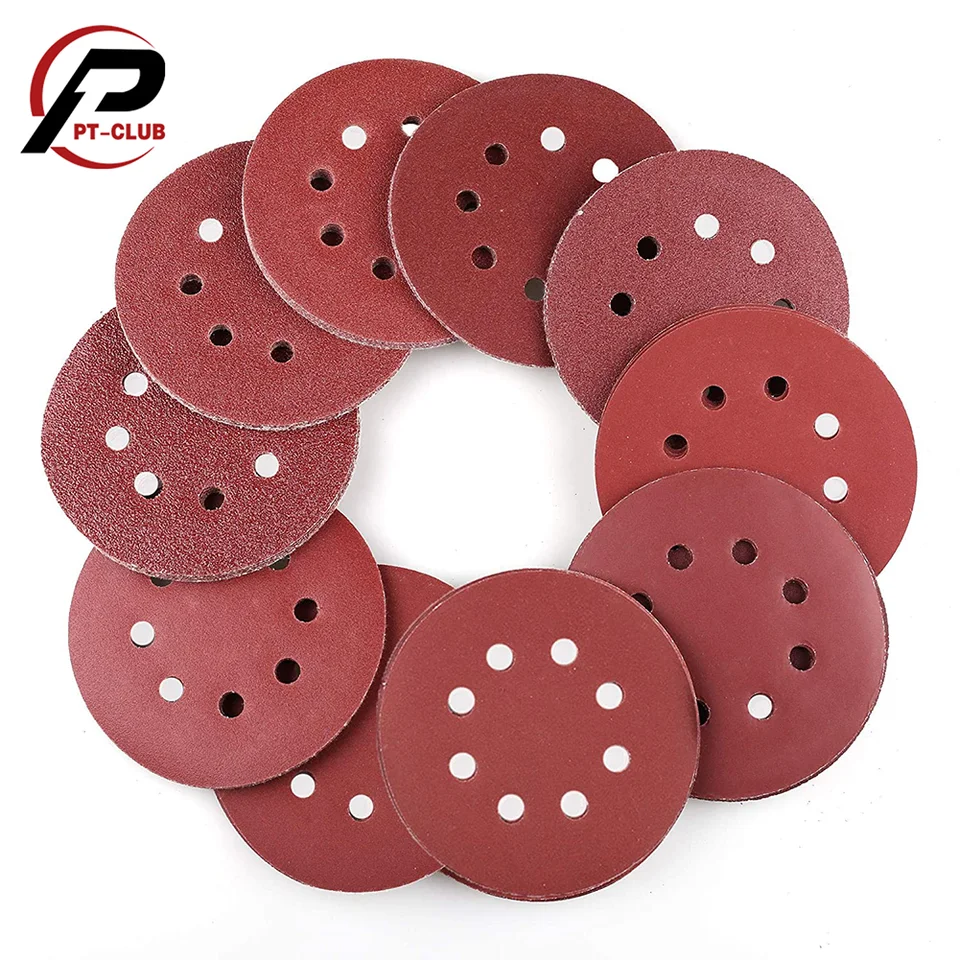100ks 8 jamiek 125 mm brúsny papieri pre leštiace podložky pre brúsky pre stroj na spracovanie dreva Rotary Tools Doplnky 5 palcov