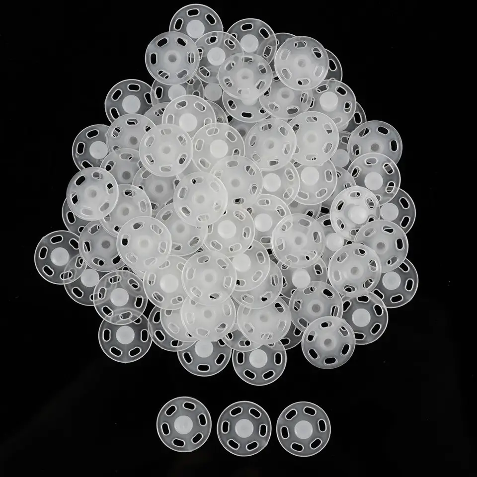 100ks ABS plastové neviditeľné okrúhle zachytávanie upevňovacích prvkov Stlačením tlačidla Priehľadné flatback Stud Šitové príslušenstvo DIY ručné remeslá