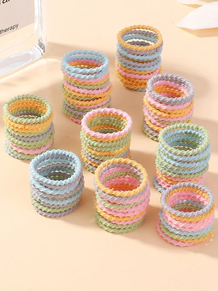 100ks baby 2cm farebný gumový pás nepoškodí vlasy Malý palcový prsteň vysoké elastické vlákno batoľatá sada scrunchies
