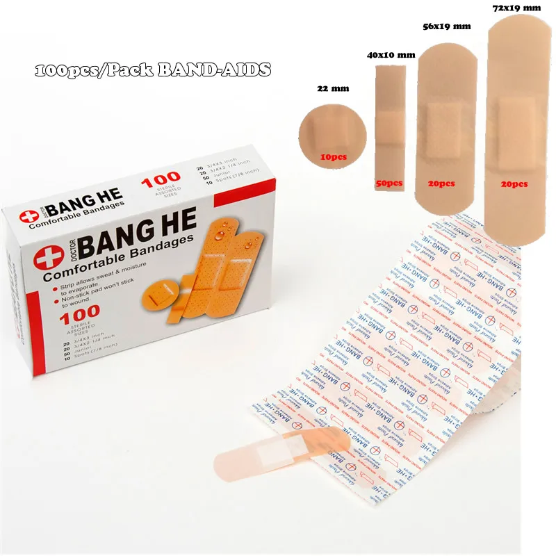 100ks/balenie nepremokavá rana lepidla Paster Medical Medical Anti-Bacteria Band Aid bandages Sticker Home Travel First Aid Sada Dodávky