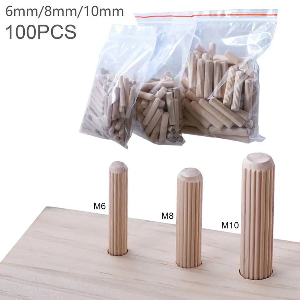 100ks Cork Fluted ihla skrutka drevené hmoždinky Piny Drevené drevené drevené rezbárske zásuvky Klince drevené klince 6/8/10 mm
