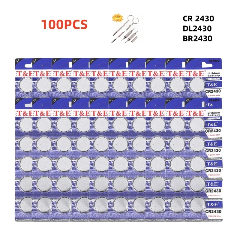 100ks CR2430 batéria CR 2430 DL2430 BR2430 3V lítiová batéria pre hodinky Kľúč na diaľkové gombíky COIN CELL