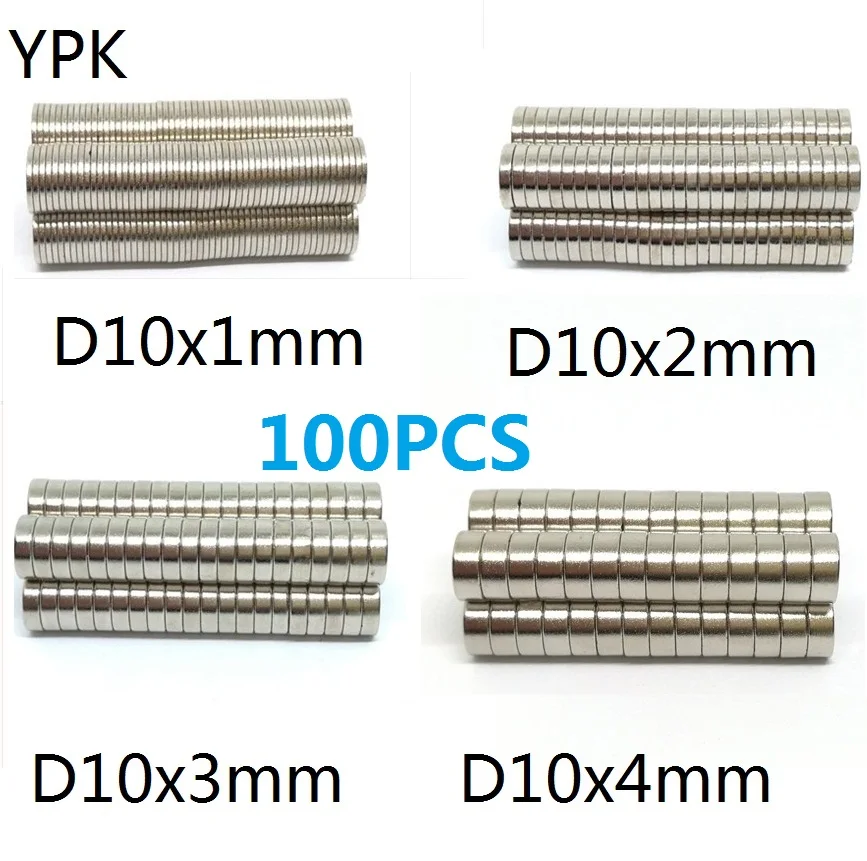 100ks/lot disk NDFEB magnet 10*1 10*2 10*3 10*4 Silné n35 Round Rare Earth Permanentné neodymiové magnety 10x1 10x2 10x3 10x4