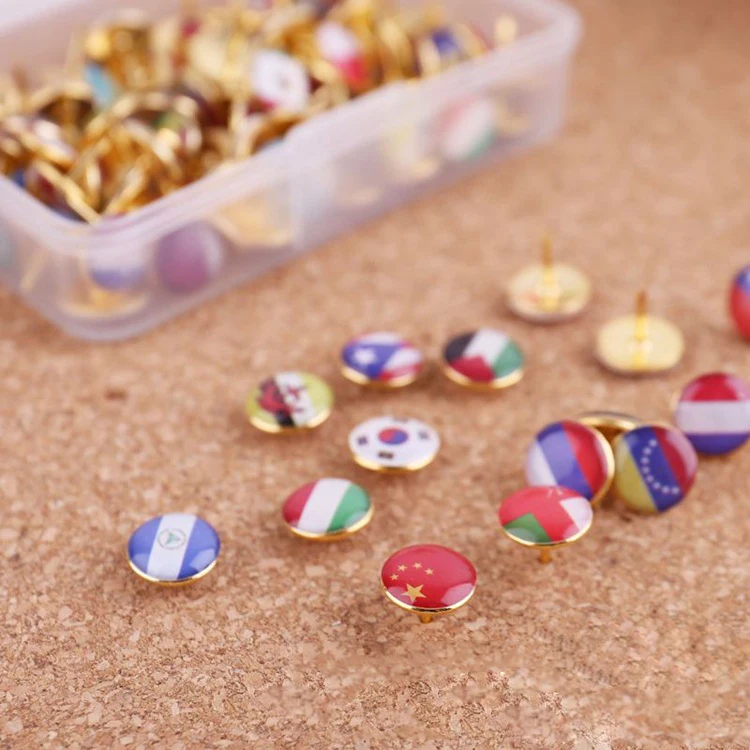 100ks/mapa boxov mapa Tacks National Flag Glue Thumbtack Push Pins Oznámenie značiek