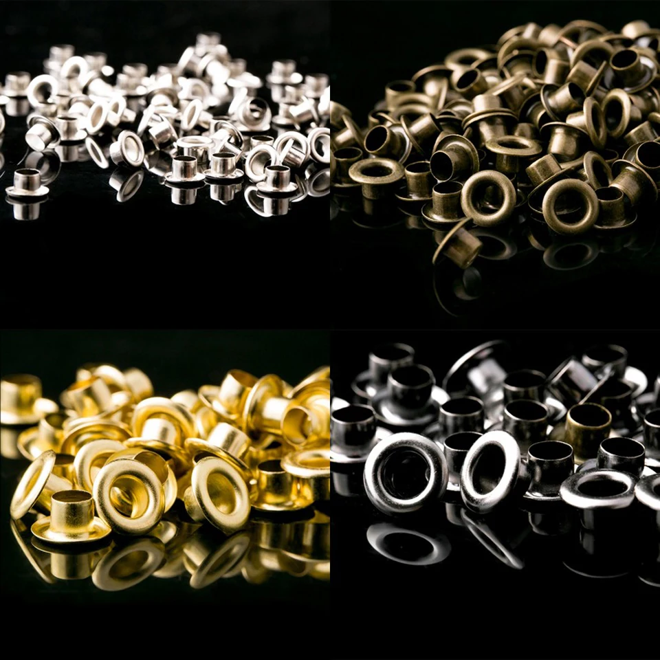 100ks masívne mosadzné očné okulá s práčkou 4/4,5/5/6/8/10 mm kožené remeselné opravy Grommet Diy topánky BAG TAGS TAGS