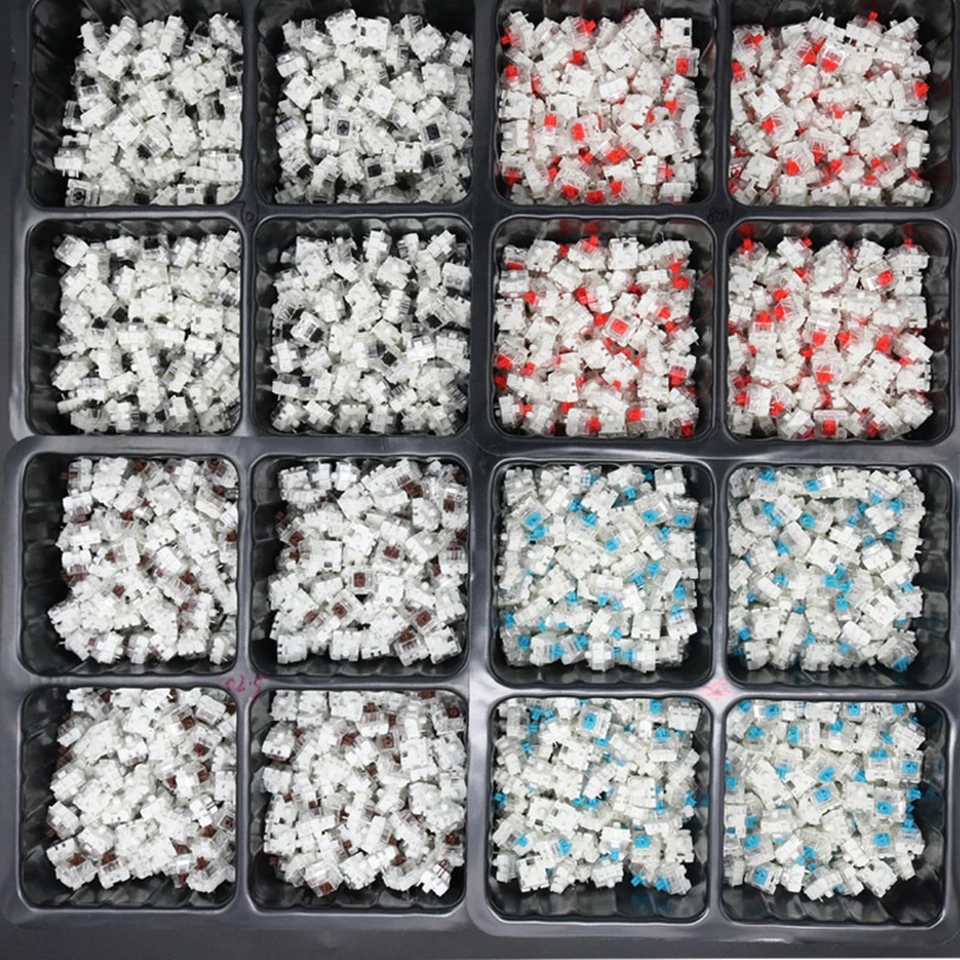 100ks mechanická klávesnica čierna modrá Brown Red Key Spínač pre CIY Sockets SMD 3pin tenké kolíky kompatibilné s prepínačom MX