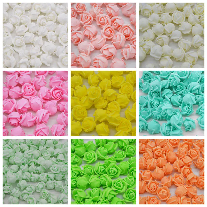 100ks Mini 2cm pena Rose Rose Artificial Flower Svadobná nevesta kytica Party dekorácia narodeniny darček Darček pre remeselníky