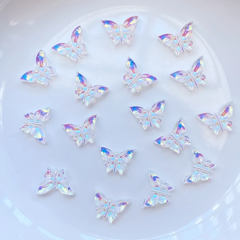 100ks nové 7*9 mm roztomilé mini lesklé motýľové živice figurové remeslá plochéback Cabochon Ornament šperky výroby doplnkov na vlasy