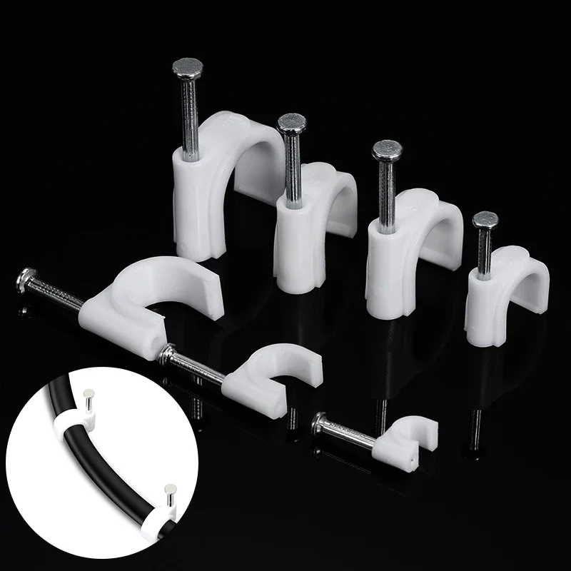 100ks okrúhle káblové sponky 4 ~ 16 mm C v tvare Nylon uhlíkovú oceľ na nechty šnúrky kruhový kruhový drôt Drší