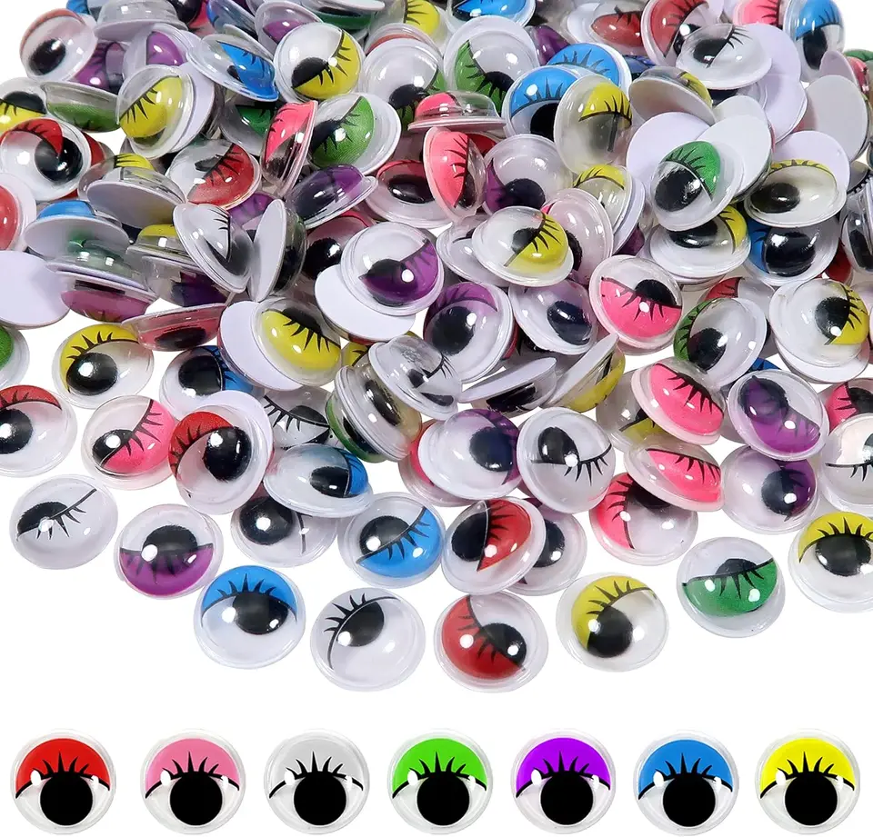 100ks plastové googly oči s riasmi krútiacimi očami sebaposkytované farby 10 mm okrúhle oči pre umenie scrapbooking