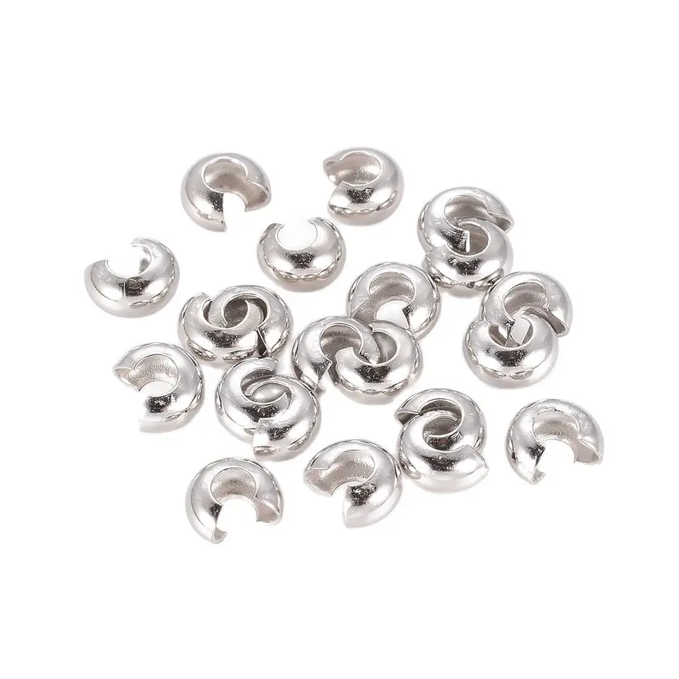 100ks platinová farba mosadznú kučeravé korálky pre výrobu šperkov, bez niklu, veľkosť: asi 4 mm široký, otvor: 1,5 ~ 1,8 mm