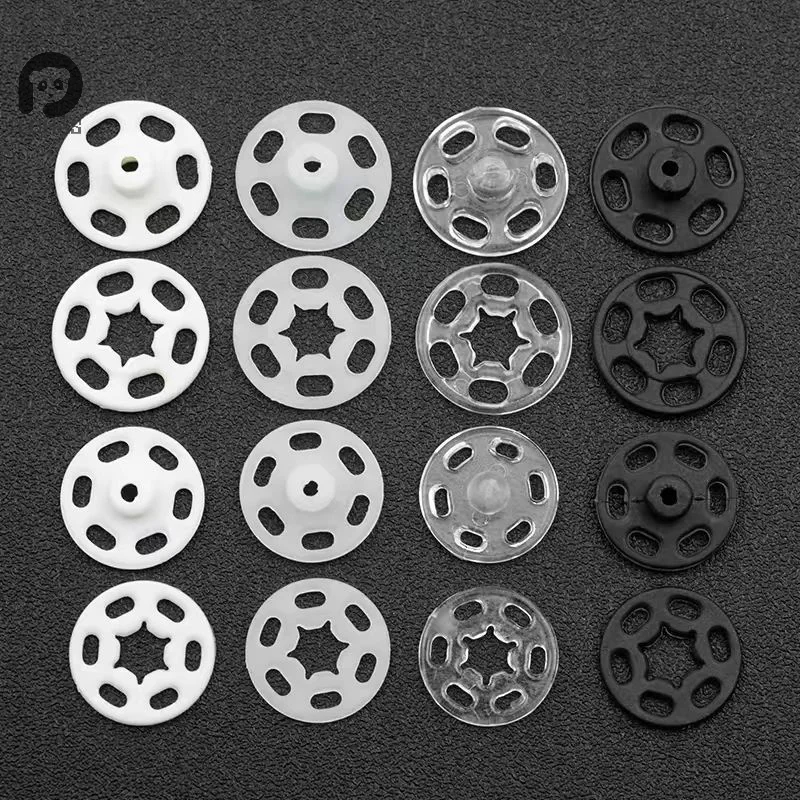 100ks Priehľadné ABS plastové neviditeľné snímače Snap Stifetings Stlačte tlačidlo DIY ručne vyrábané remeslá Round Flatback Stud Šitové príslušenstvo