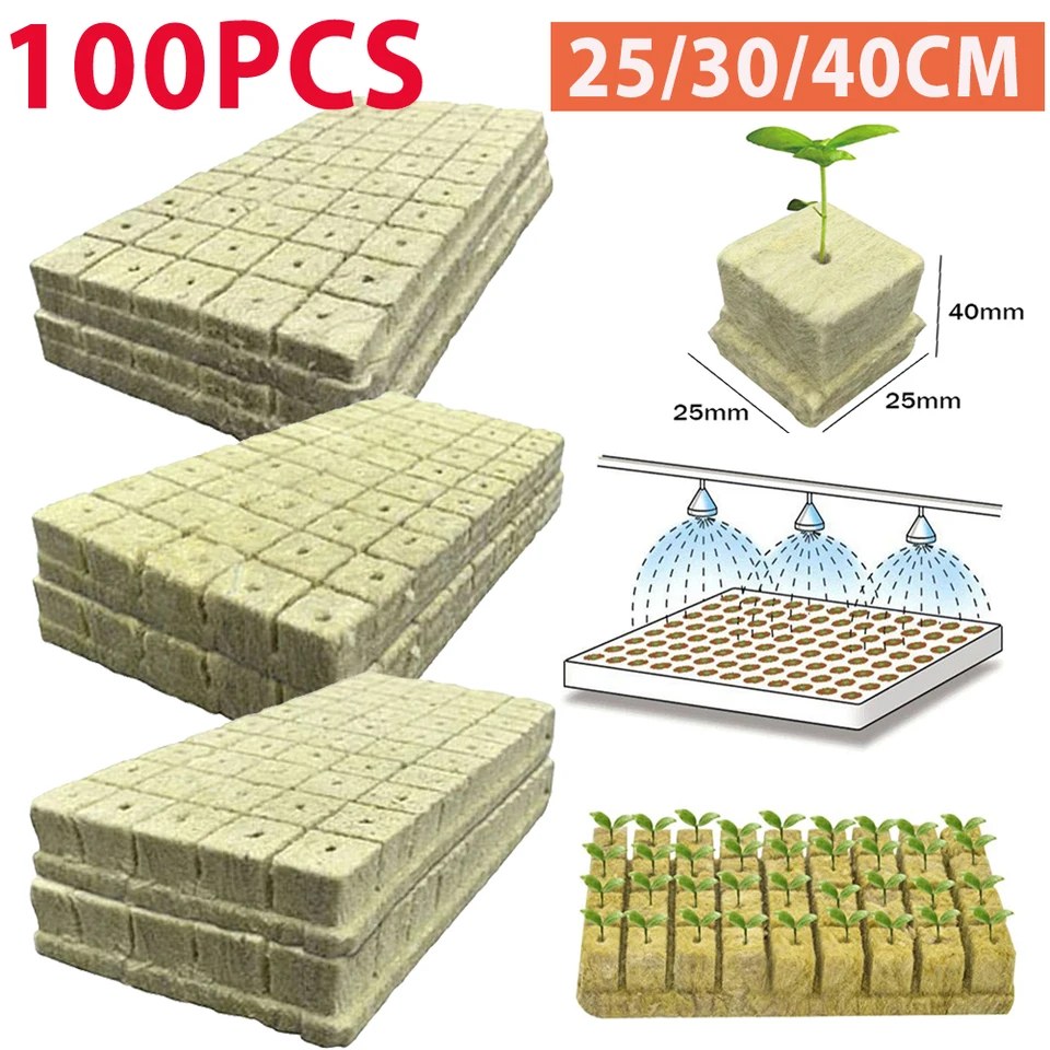 100ks Rock Wool Seed Štartér Klonovanie kociek Ventilatívna hydroponika Semeno sadenice pestovateľov Rast Block viacúčelové pre šírenie rastlín
