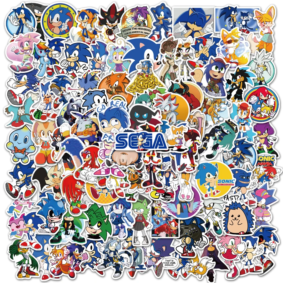 100ks/set Sonic nálepky roztomilé karikatúry klasické hračky dekorácie obtisky DIY Telefónne puzdro pre deti Anime nálepka hračky