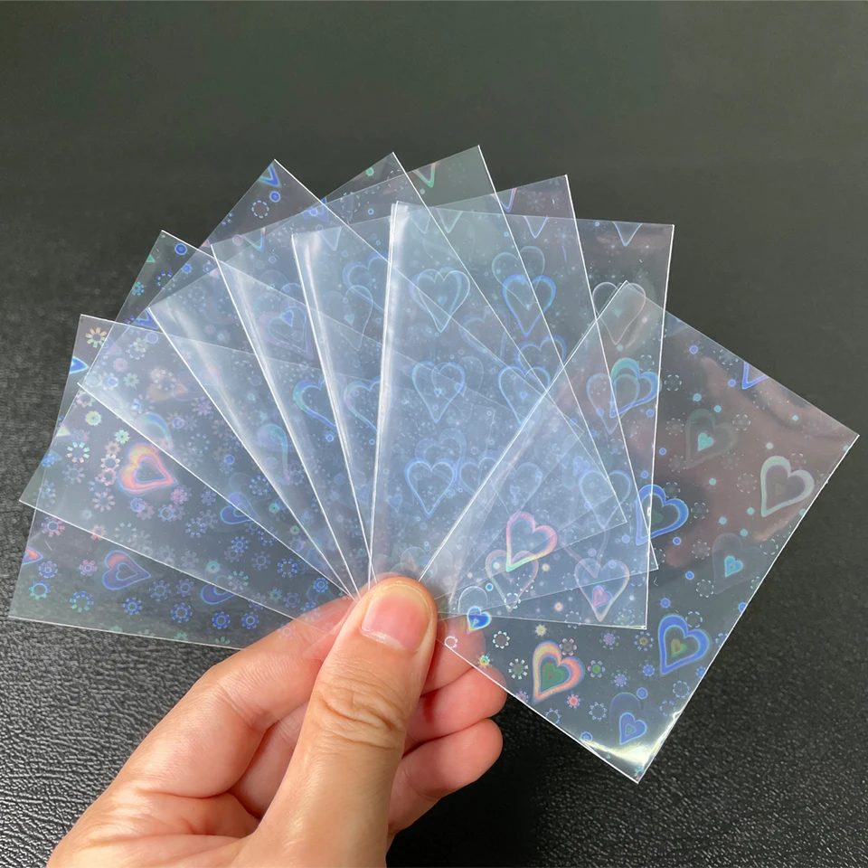 100ks stolová hra TCG karty rukávy sladké srdce fólia priehľadné laser clear ygo pkm pkm photo chránič obchodných kariet Shield Cover
