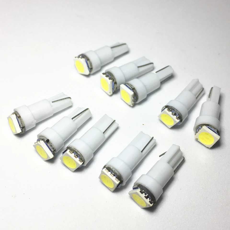 100ks T5 LED biela biela modrá červená žltá zelená indikátor Dashboard indikátor prístrojová doska žiarovka 37 73 SMD 5050 Auto LED žiarovka 12V
