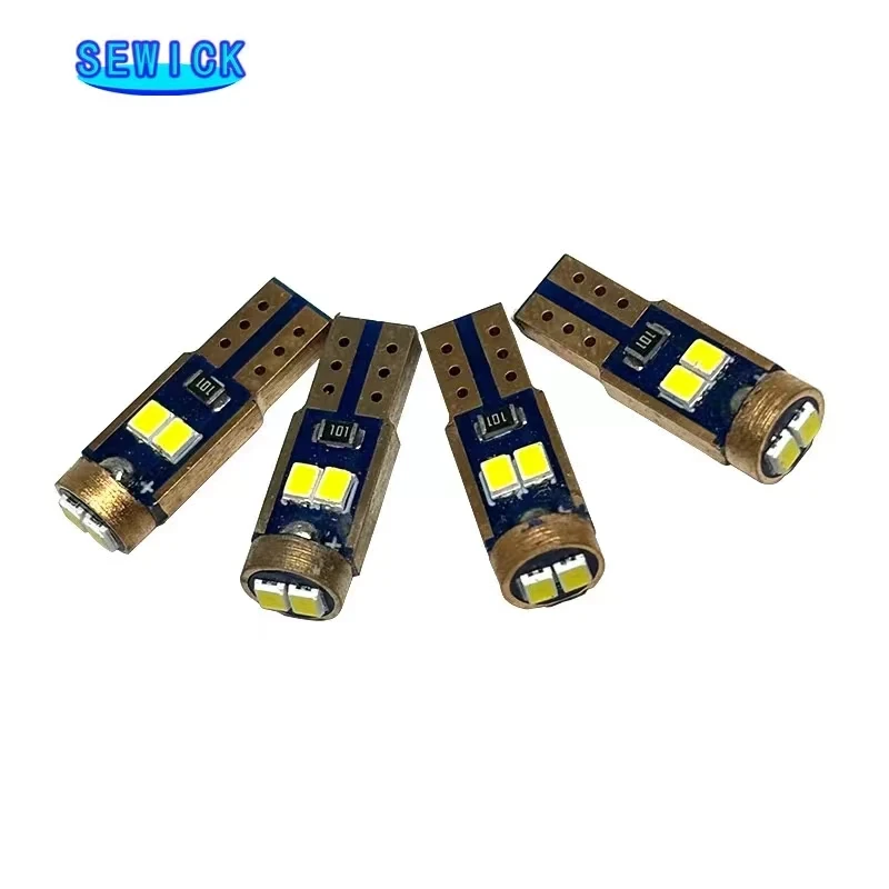 100ks T5 LED žiarovka 6SMD 3030 čipy Super jasná W3W W1.2W CAR DASHOARD DASHBOAR PMASEL PANEME ZAMESTNANIE ODMIENAJÚCE SVETLO 12V