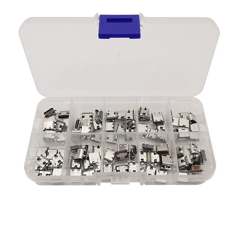 100ks USB Typ C USB 6PIN 16PIN CONNEKTOR USB SOCKET SUCKET SMD SMT SMT SMT ŽEMOKA PRE PCB Nabíjanie DOCK Port DIY Oprava produktu