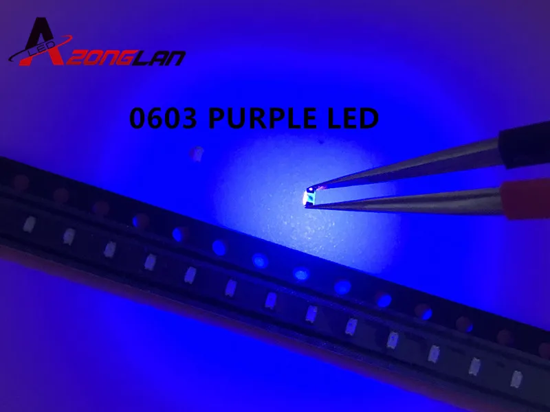 100ks UV/Purple Color 0603 SMD SMT Super Bright Ligh Light LED svetlá, ktoré sú emitujúce Diódy, nové vysokokvalitné 390-410NM 1,6*0,8*0,6 mm